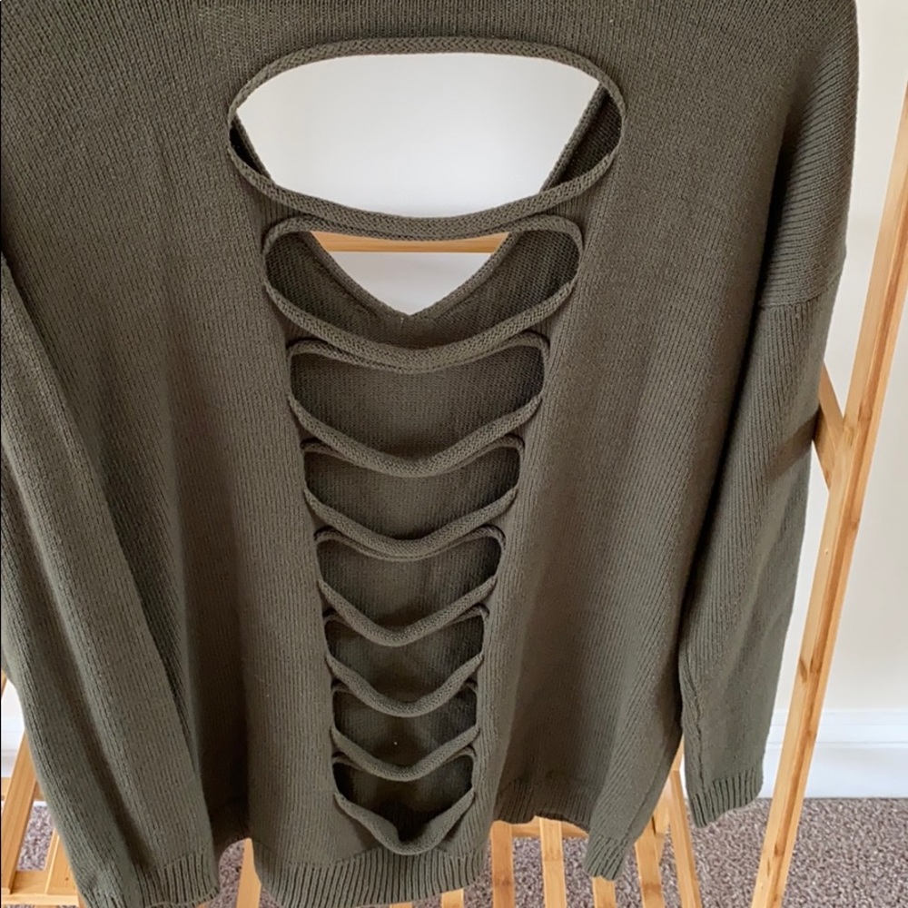 Womens Express Olive Green Oversized Sweater - Med - Picture 5 of 7